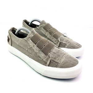 Blowfish Malibu Marley Womens Sz 8 Khaki Green Canvas Distress Low Sneaker Shoes